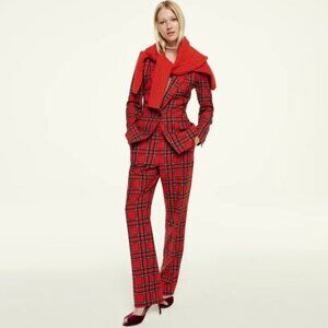 New! J. Crew sz 8 Kate Straight Leg Pants in Red Good Tidings Plaid Tartan NWT